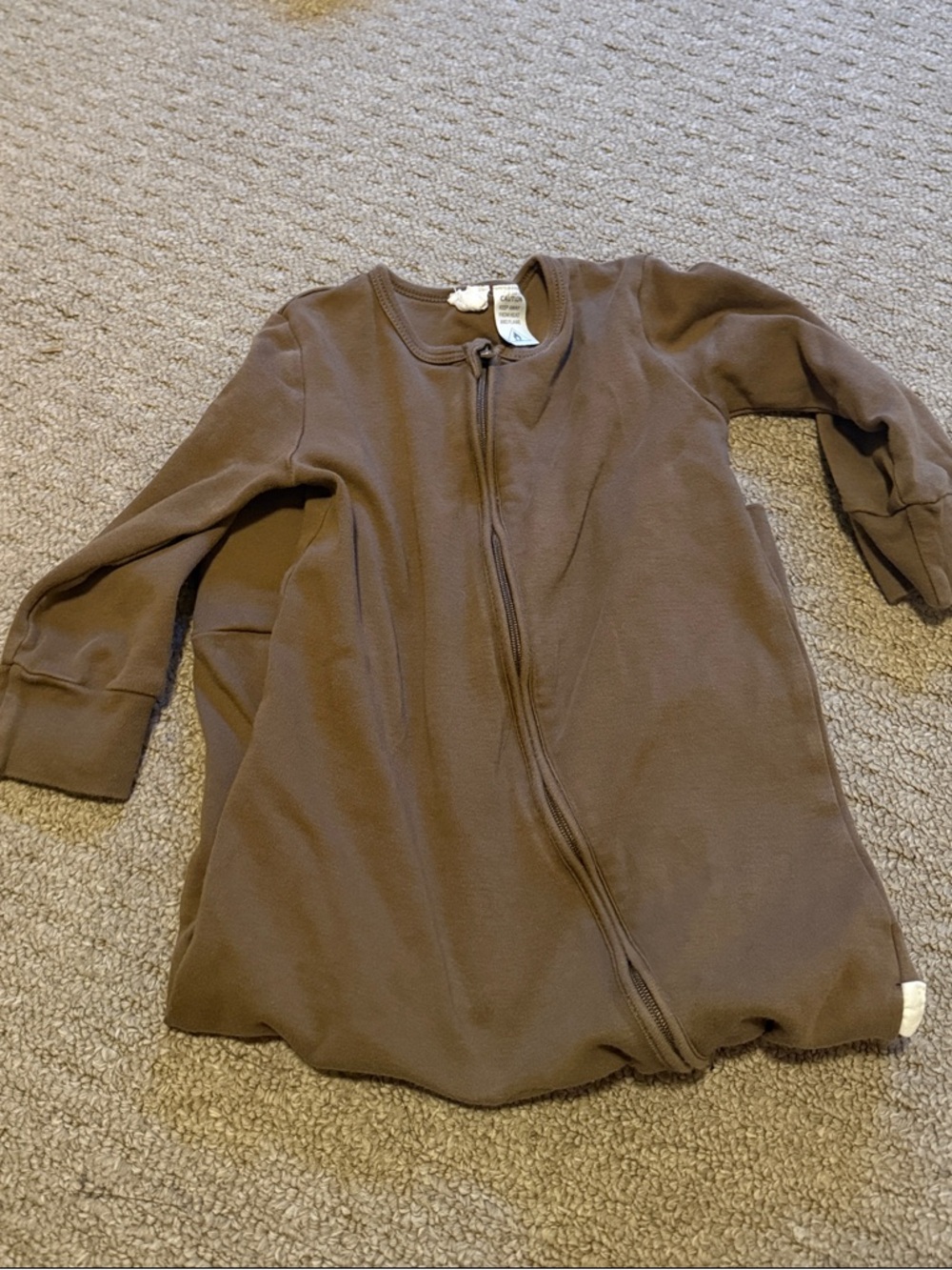 Jamie Kay Taupe Brown Bear Zip-Front Baby Pyjama